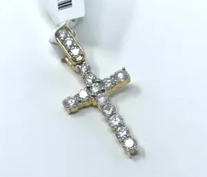 10K 0.75CT Yellow Gold Cross Pendant Charm