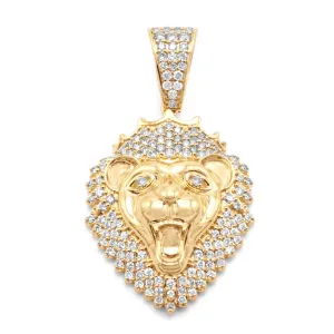 10k Yellow Gold Lion Head Diamond Pendant 1.19 ctw