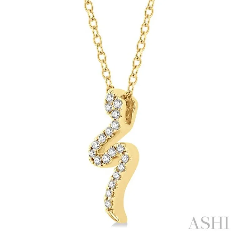 1/10 Ctw Snake Petite Round Cut Diamond Fashion Pendant With Chain in 10K Yellow Gold