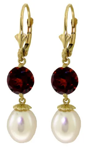 11.1 Carat 14K Solid White Gold Change For Better Pearl Garnet Earrings