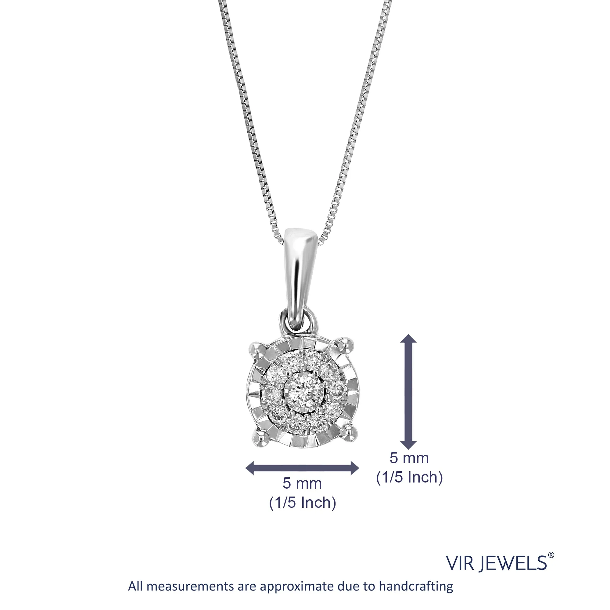 1/12 cttw Lab Grown Diamond Fashion Pendant Necklace .925 Sterling Silver 1/4 Inch with 18 Inch Chain, Size 2/5 Inch