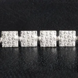 12mm Silver Plated Copper Abstract Embossed Squares