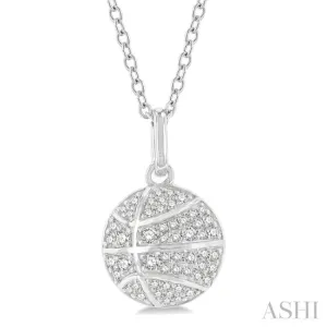 1/4 ctw Petite Basketball Round Cut Diamond Fashion Pendant With Chain in 10K White Gold