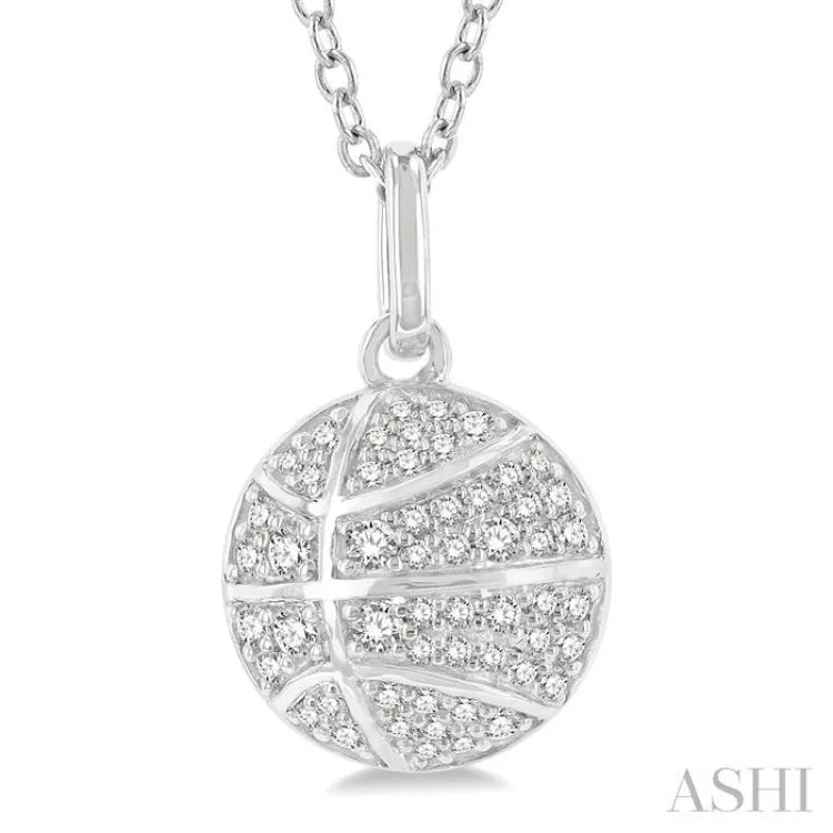 1/4 ctw Petite Basketball Round Cut Diamond Fashion Pendant With Chain in 10K White Gold