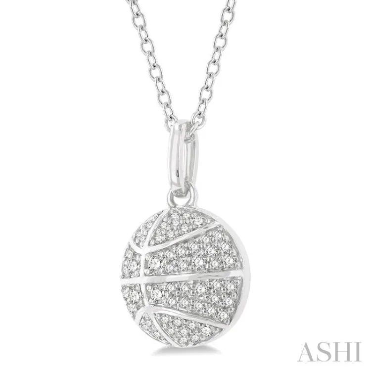 1/4 ctw Petite Basketball Round Cut Diamond Fashion Pendant With Chain in 10K White Gold