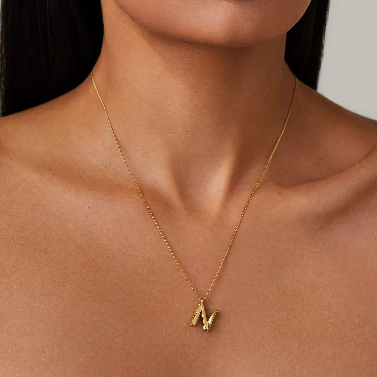 14k Gold Plated Monogram Necklace - N