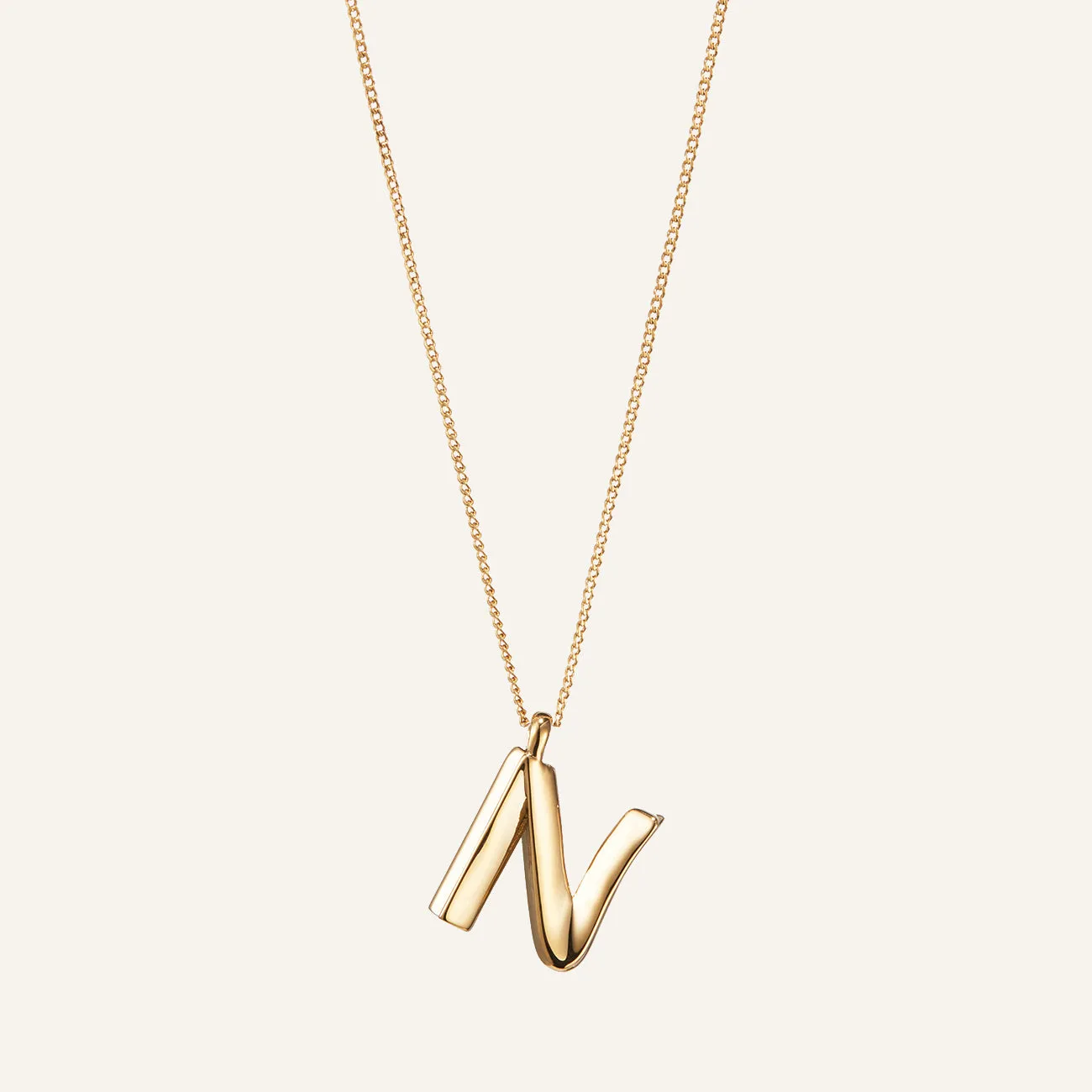 14k Gold Plated Monogram Necklace - N