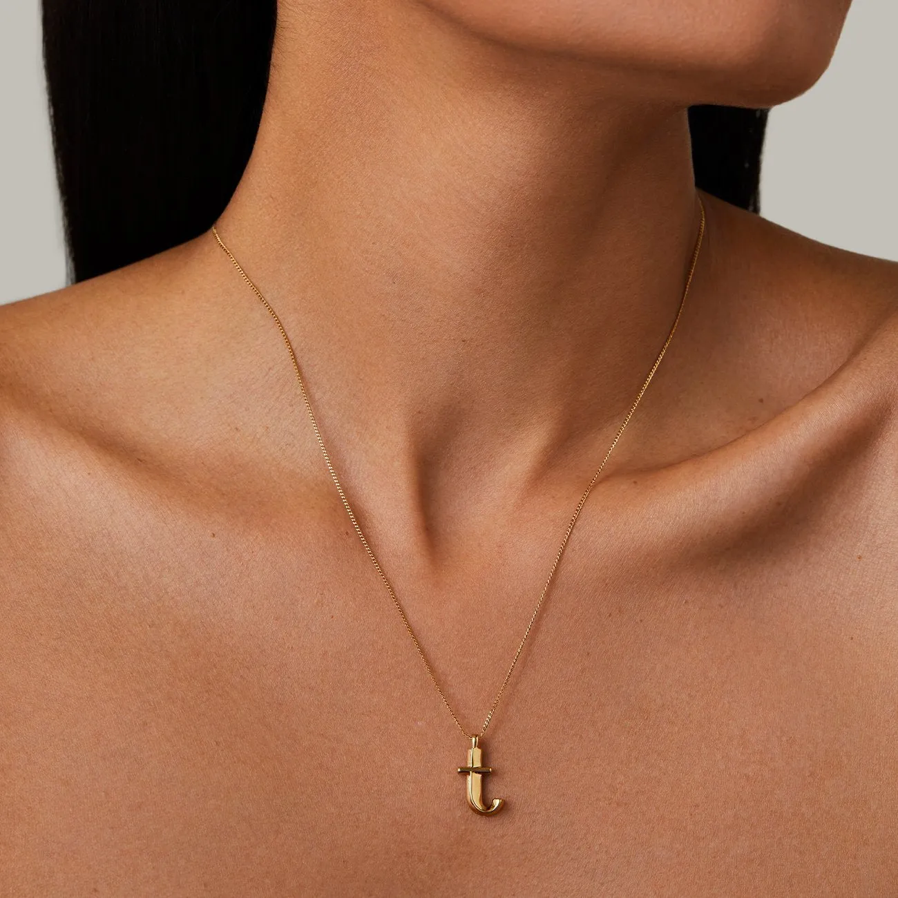 14k Gold Plated Monogram Necklace - T