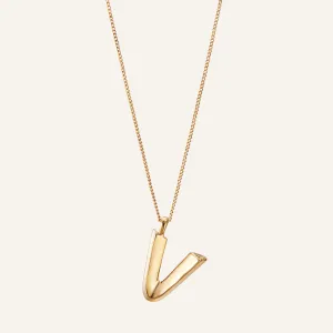 14k Gold Plated Monogram Necklace - V