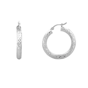 14K Gold Small Diamond Cut Hoop Earrings