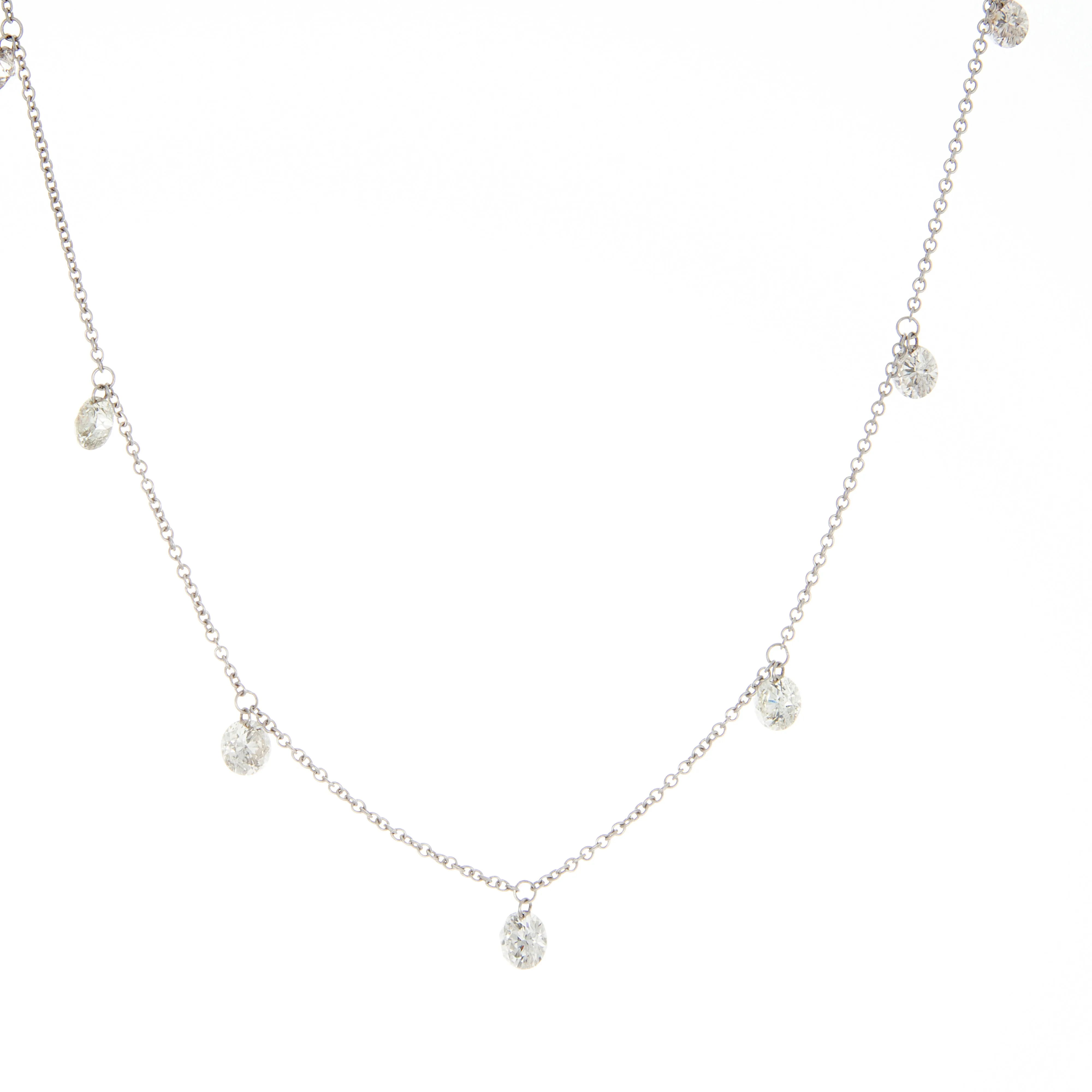 14k White Gold Diamond Dangle Medium Necklace