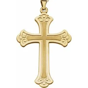 14K Yellow Cross Pendant