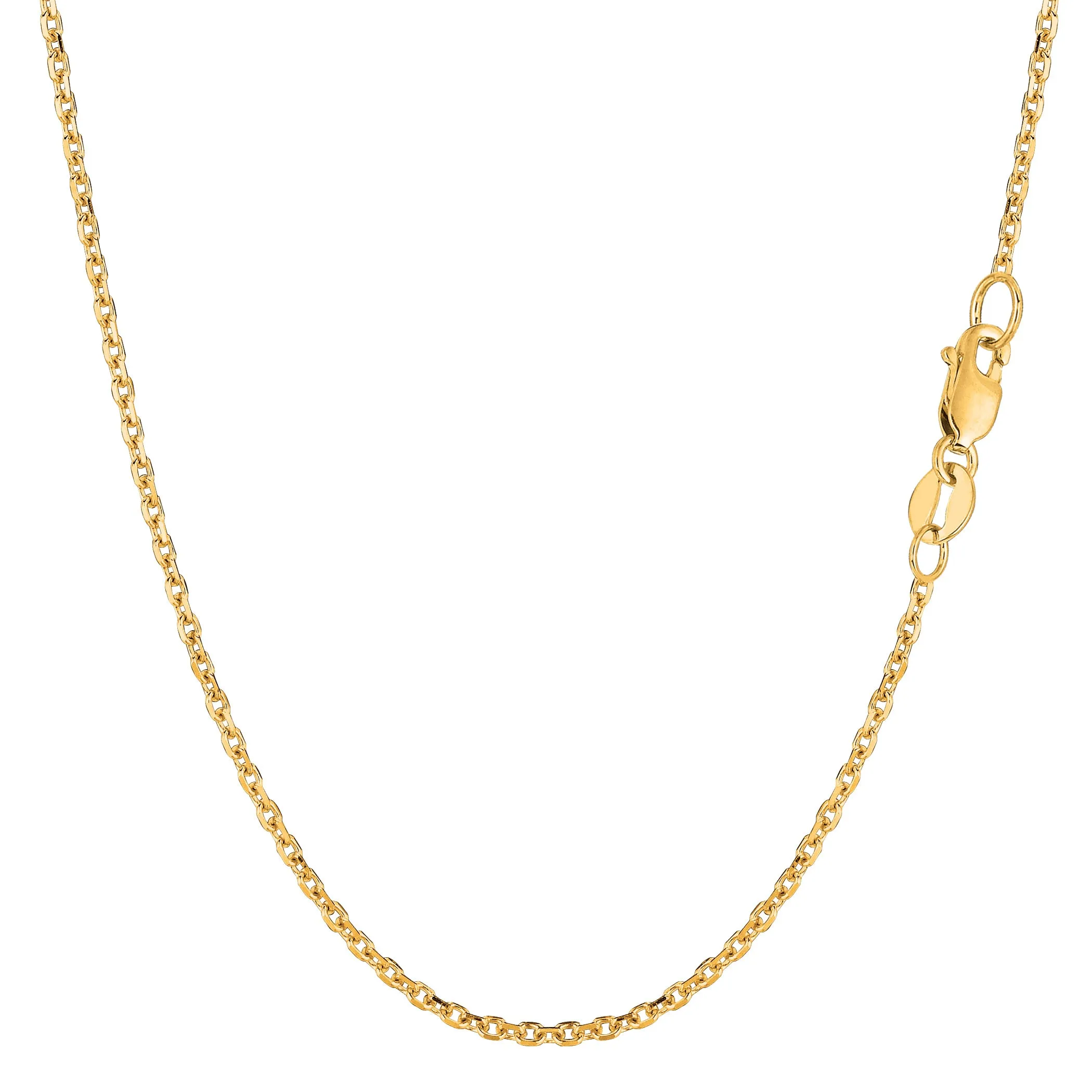 14k Yellow Gold Cable Link Chain Necklace, 1.5mm