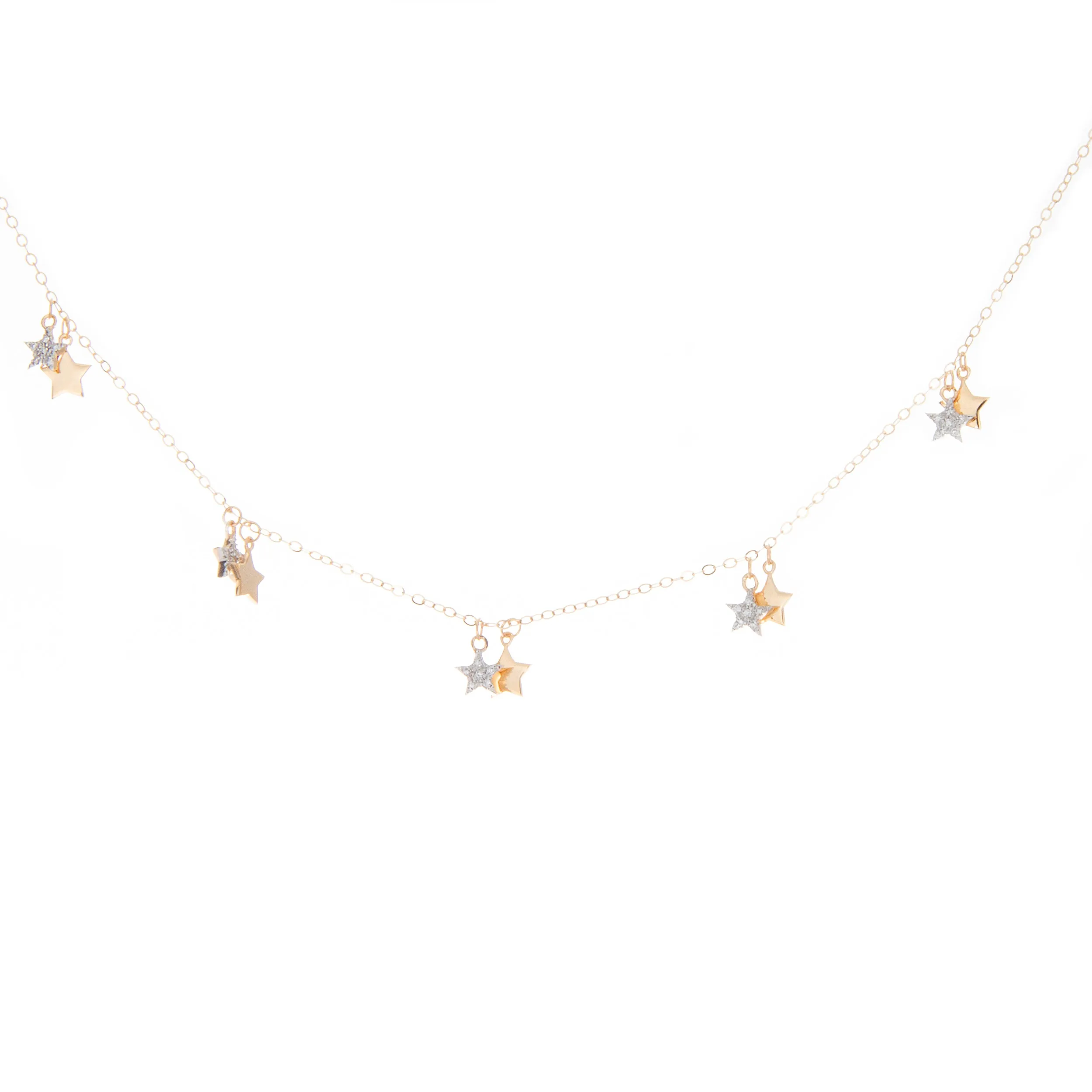 14k Yellow Gold Mini Stars Necklace