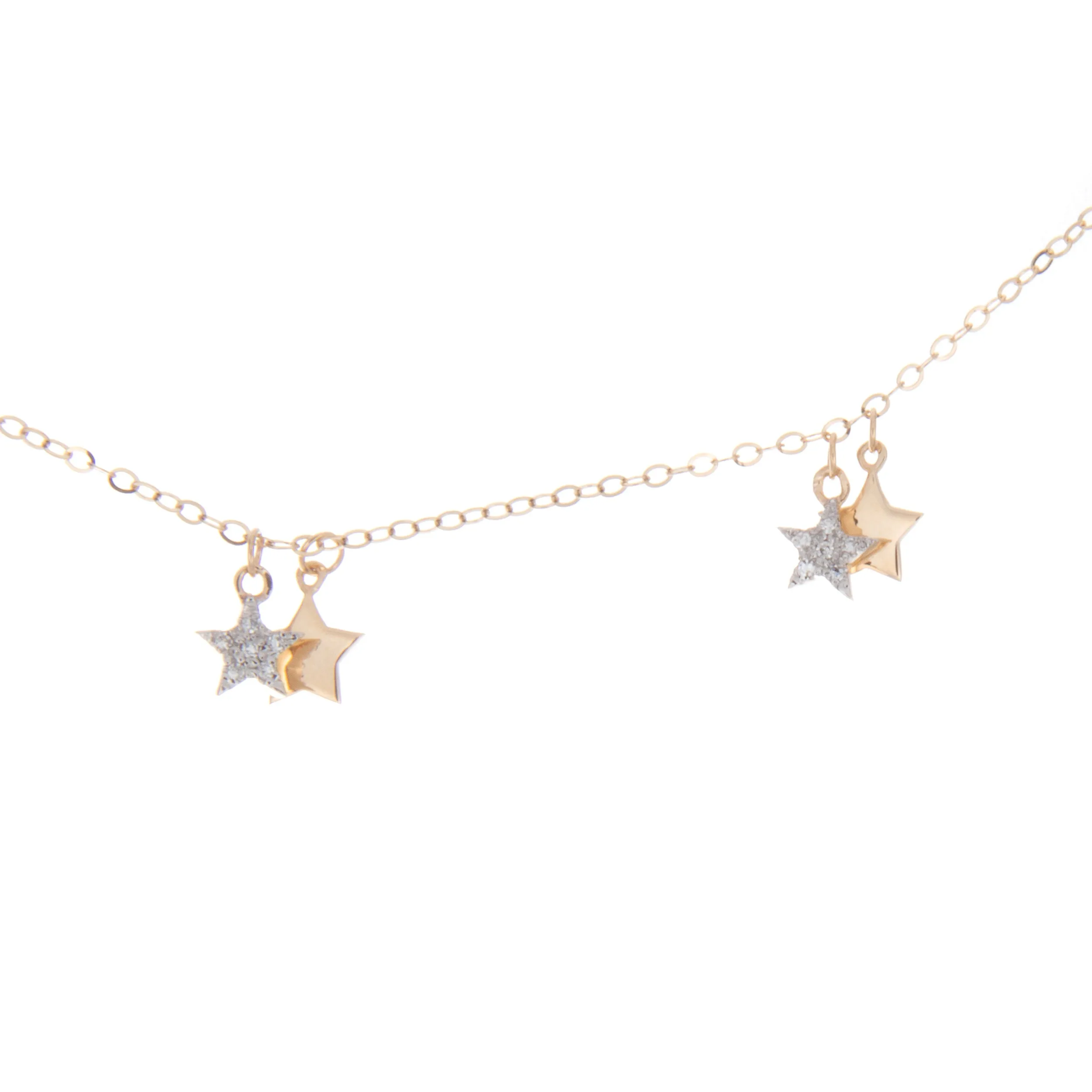 14k Yellow Gold Mini Stars Necklace