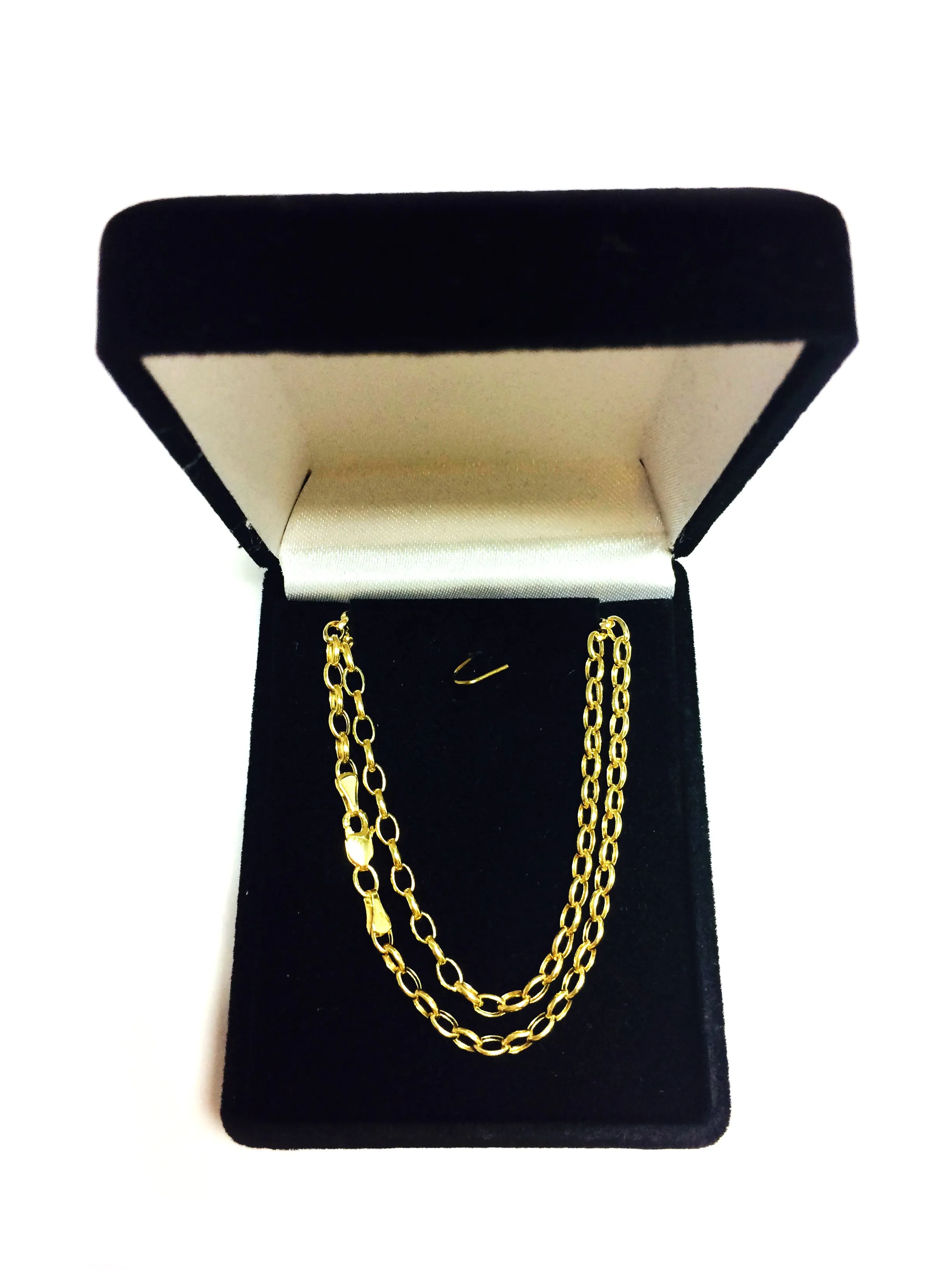 14k Yellow Gold Oval Rolo Link Chain Necklace, 3.2mm, 18"