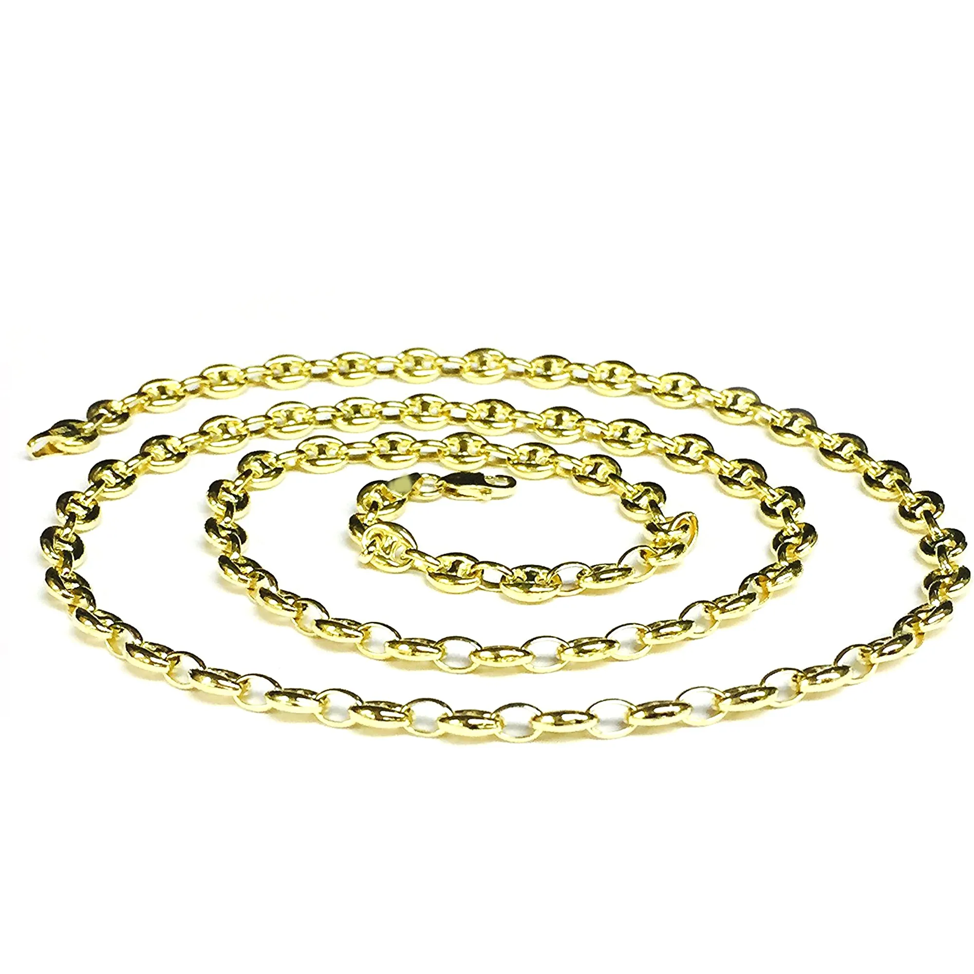 14k Yellow Gold Puffed Mariner Link Chain Necklace, 4.7mm