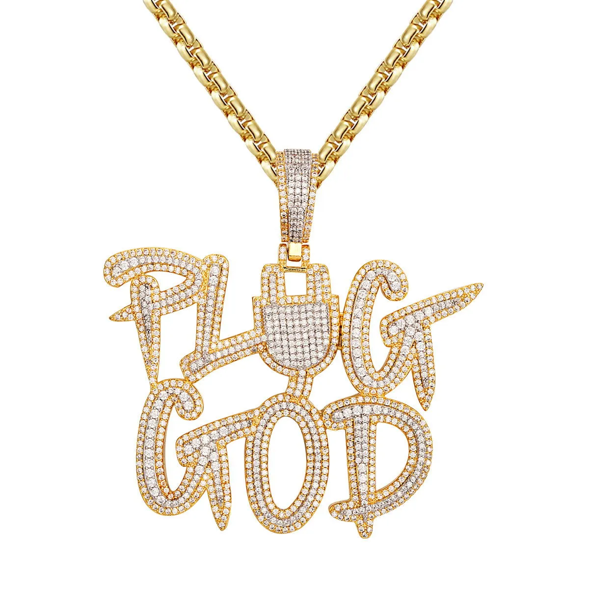 14K Yellow Gold Tone Double Layer Plug God Custom Pendant