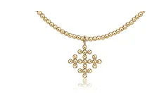 17" choker classic gold 2mm bead - signature cross encompass gold charm by enewton