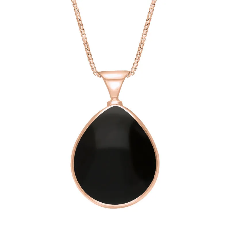 18ct Rose Gold Blue John Whitby Jet Queens Jubilee Hallmark Double Sided Pear-shaped Necklace