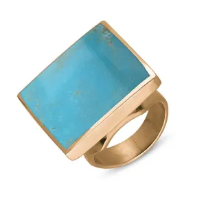 18ct Rose Gold Turquoise Queen's Jubilee Hallmark Medium Square Ring