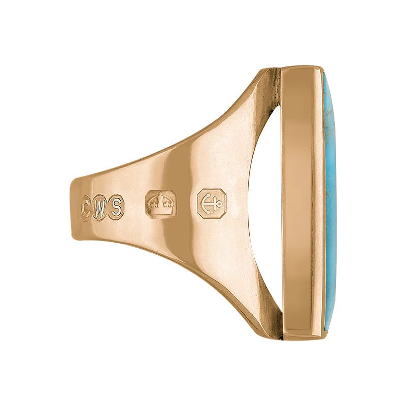 18ct Rose Gold Turquoise Queen's Jubilee Hallmark Medium Square Ring