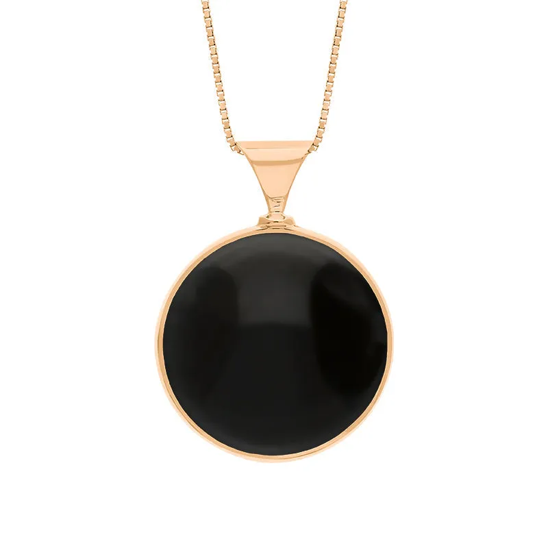 18ct Rose Gold Whitby Jet Lapis Lazuli Queens Jubilee Hallmark Double Sided Round Necklace