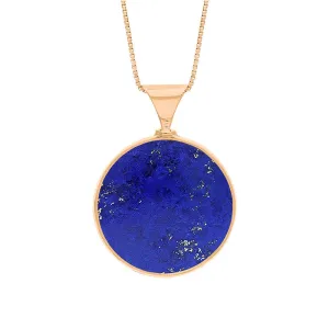 18ct Rose Gold Whitby Jet Lapis Lazuli Queens Jubilee Hallmark Double Sided Round Necklace