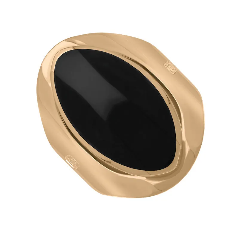 18ct Rose Gold Whitby Jet Queen's Jubilee Hallmark Medium Oval Ring