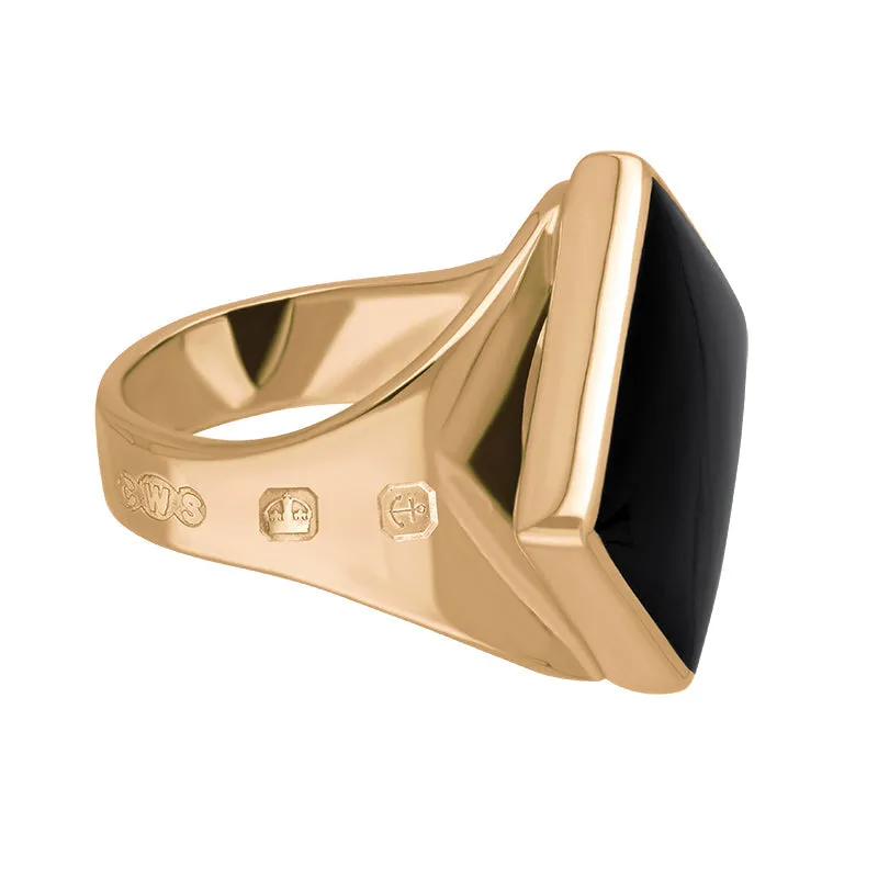 18ct Rose Gold Whitby Jet Queen's Jubilee Hallmark Small Rhombus Ring