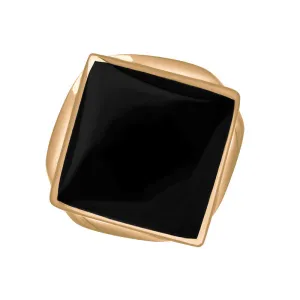 18ct Rose Gold Whitby Jet Queen's Jubilee Hallmark Small Rhombus Ring