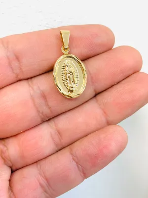 18K Gold Filled Guadalupe Pendant for Womens Mens Catholics Gift/ Dije de Guadalupe en Oro Laminado 22x15mm