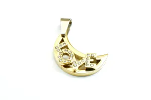 18K Gold Filled Love Moon Stainless Steel Pendant With Rhinestone CZ Cubic Zirconia Charm Size 22x15mm For Jewelry Making