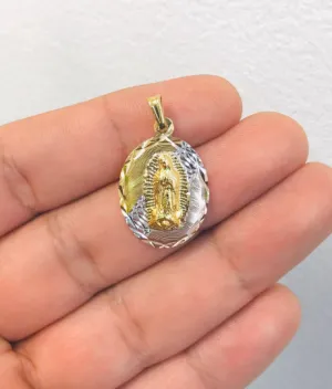 18K Gold Filled Virgen de Guadalupe Tri-Color Pendant 26x18mm Unisex Catholics Jewelry / Our lady of Guadalupe Pendant / Dije de la Guadalupe Tres Colores en Oro Laminado