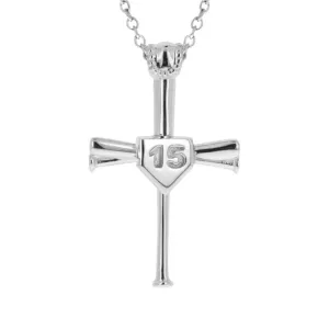 2.0 Custom Number Baseball Bat Cross | Sterling Silver