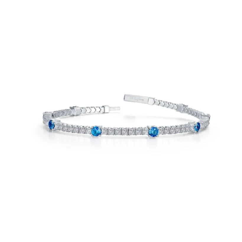 3.25 CTW Blue Topaz Station Flexible Tennis Bracelet