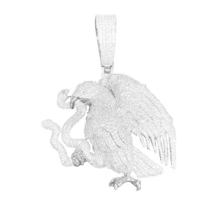 3D Eagle Snake Icy Custom Hip Hop White Gold Tone Pendant