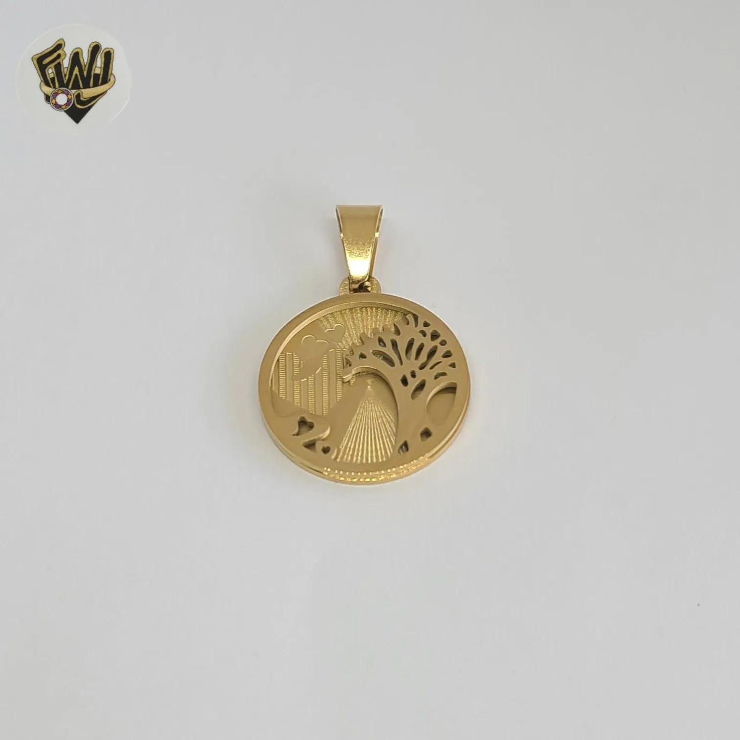 (4-2036) Stainless Steel - Tree Medal Pendants.