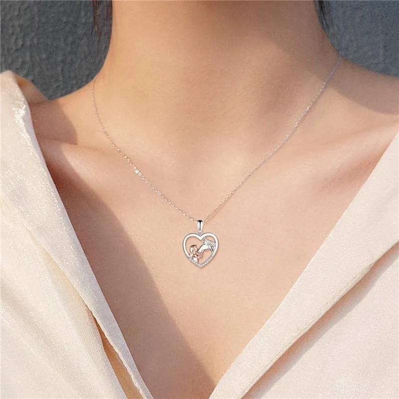 5 style Horse Pendant Necklace Sterling Silver Girls with Horse Gift Women Daughter Girls