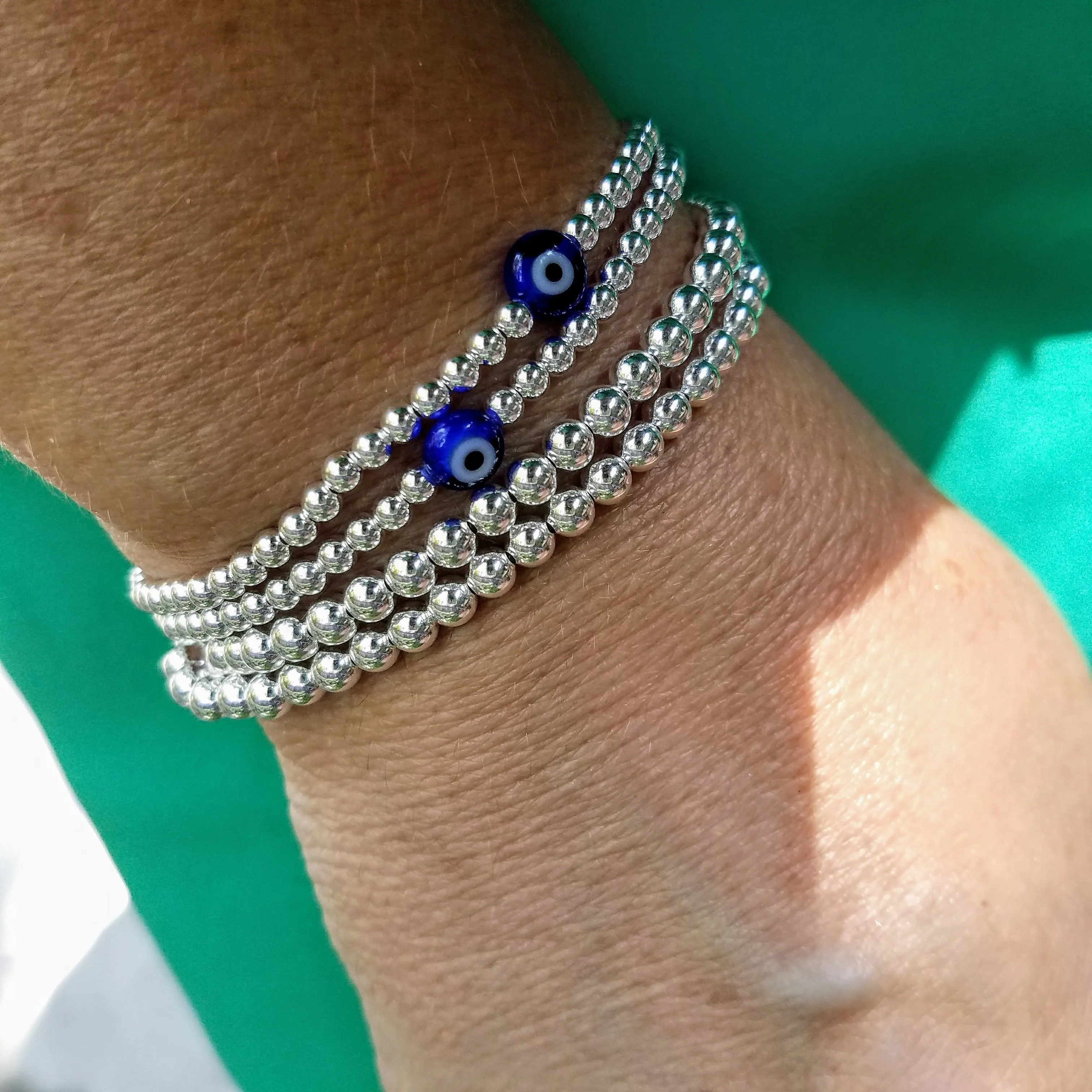 6mm Silver Bead Bracelet