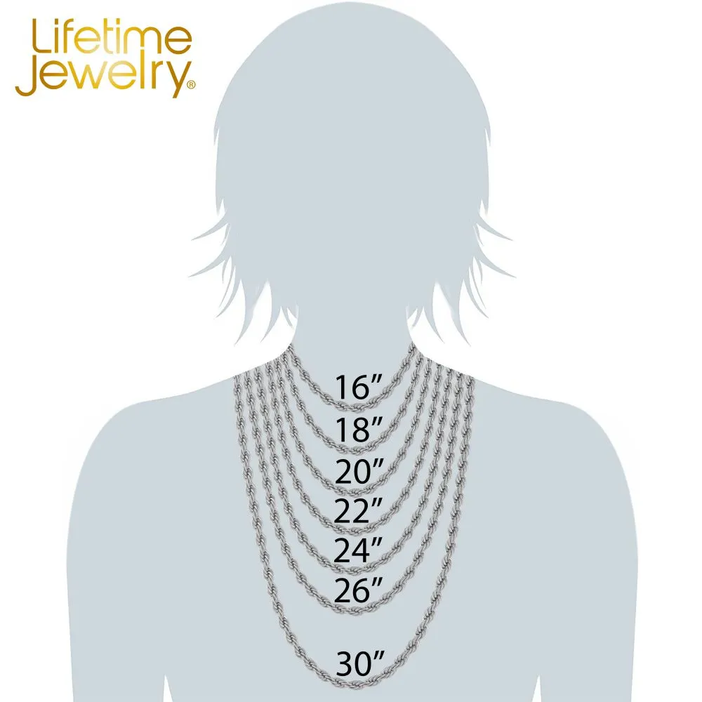 7mm Rope Chain Rhodium (White Gold)