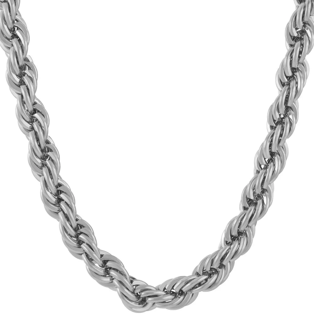 7mm Rope Chain Rhodium (White Gold)