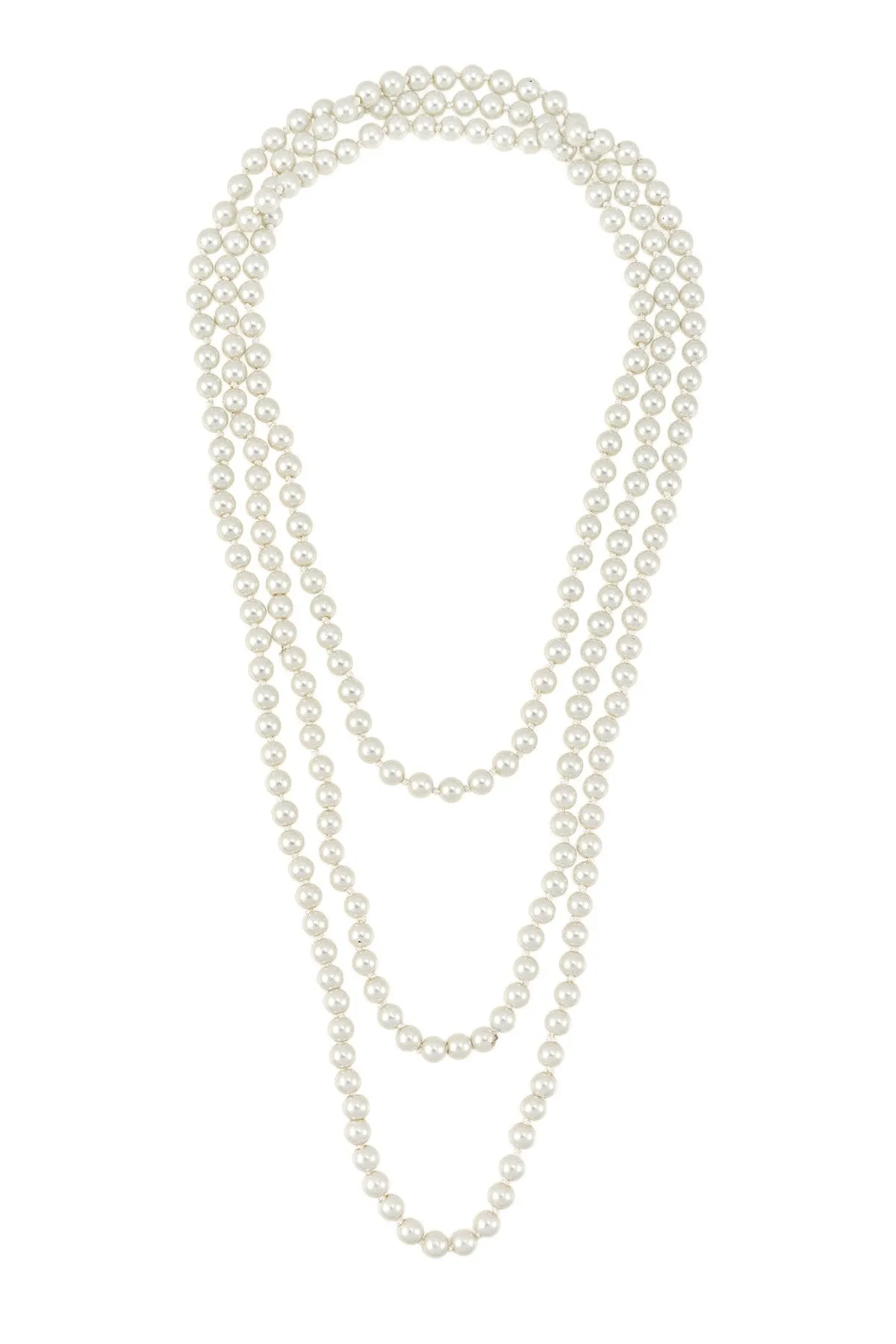 84” Faux Pearl Necklace - Bright White