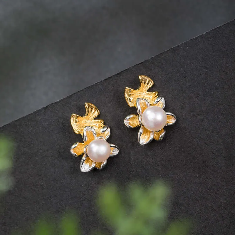 925 Silver Pearl Flower Earrings