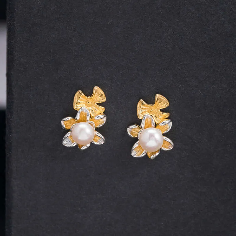 925 Silver Pearl Flower Earrings