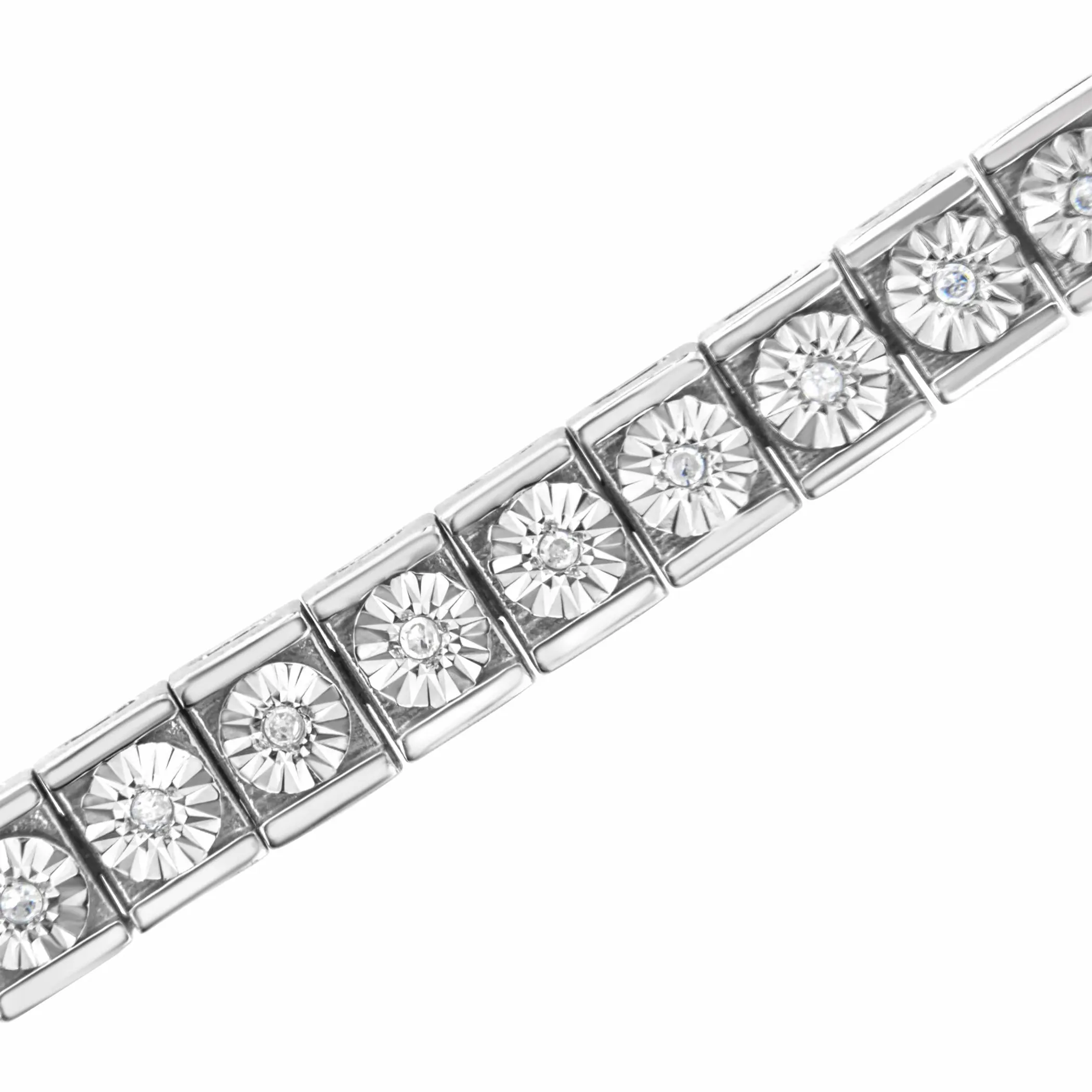 .925 Sterling Silver Miracle Set Diamond Accent Classic Tennis Bracelet (I-J Color, I2-I3 Clarity) - 7.25"