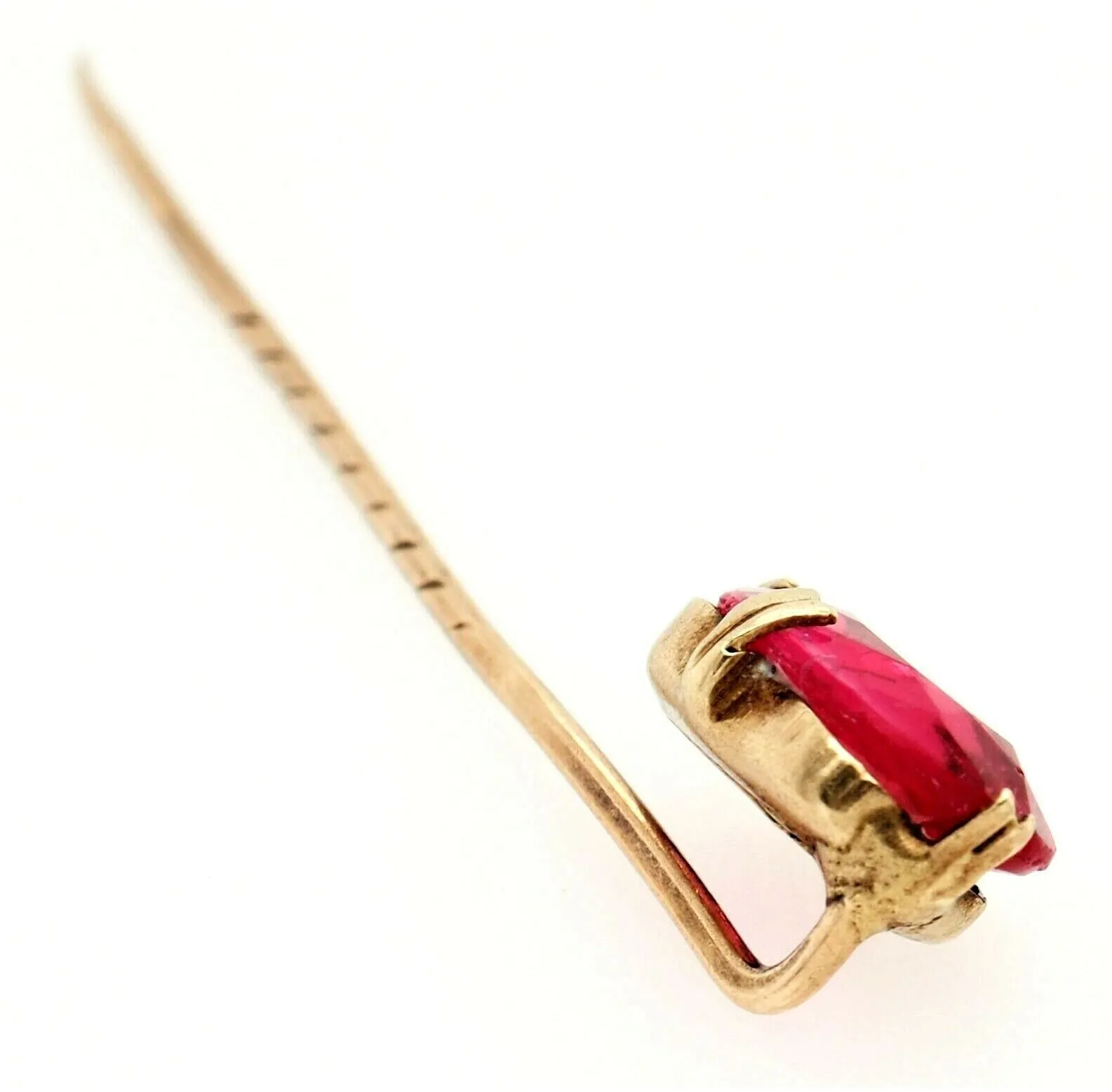 9ct Yellow Gold Pink Glass Rhinestone Pin/Brooch