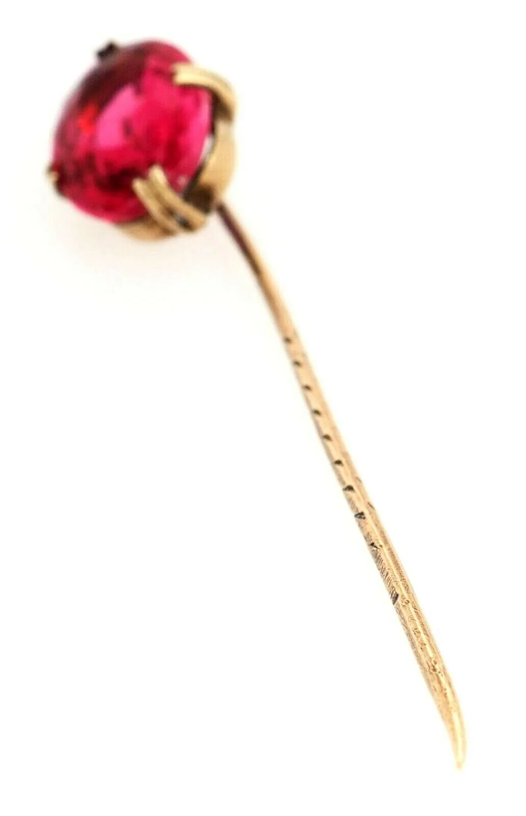 9ct Yellow Gold Pink Glass Rhinestone Pin/Brooch