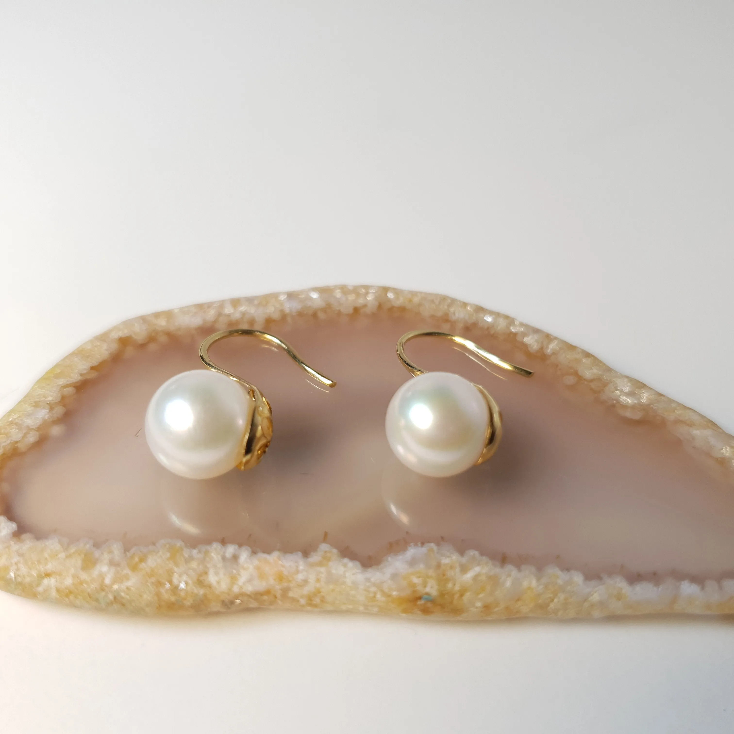 Akoya Cultured Pearl Earrings, Yellow Gold