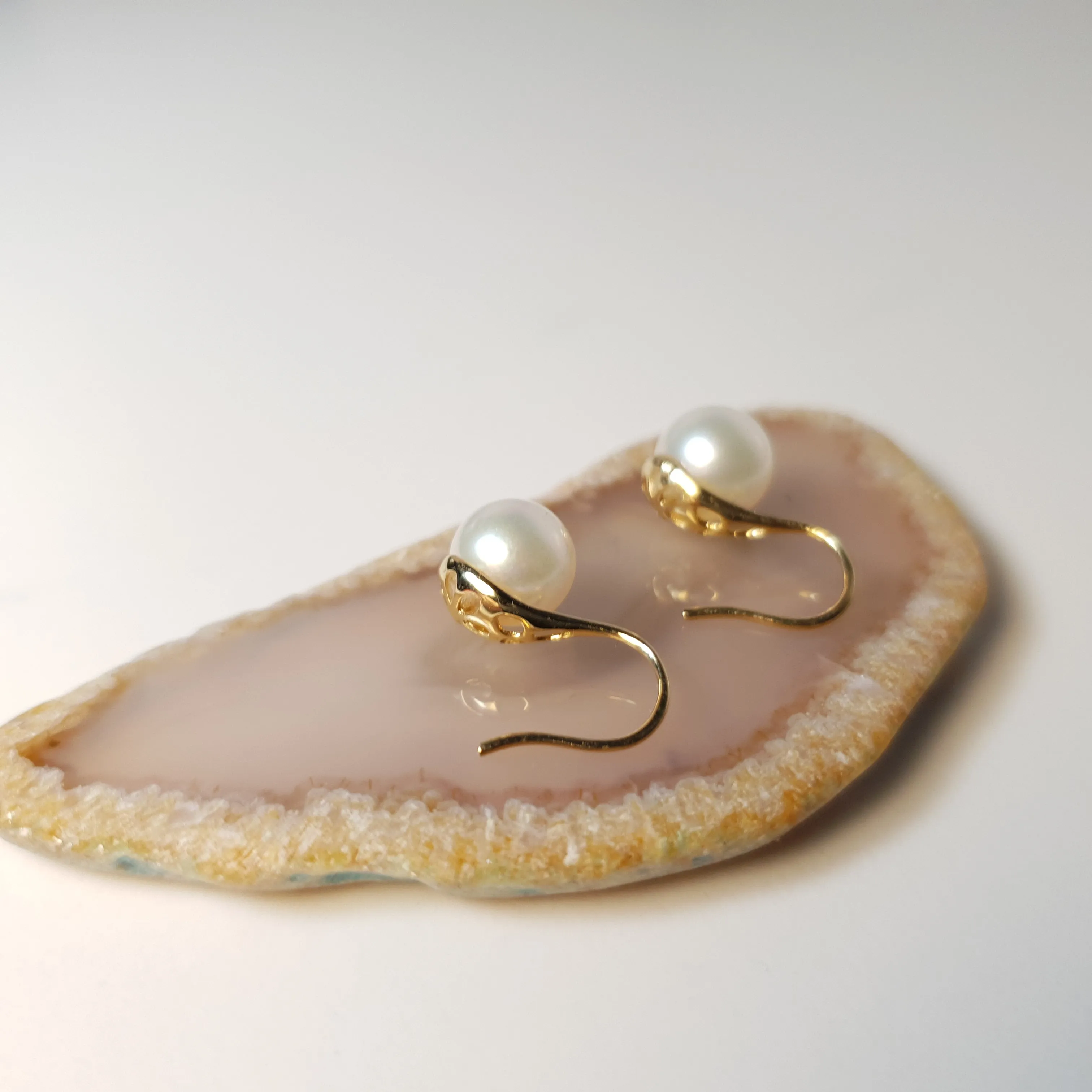 Akoya Cultured Pearl Earrings, Yellow Gold